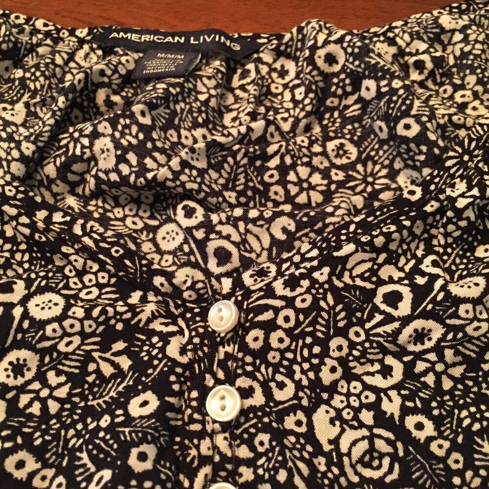 American Living black & white floral dress size M - Picture 5 of 8